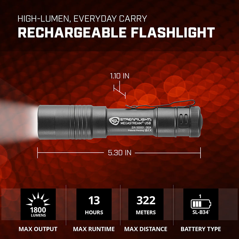 MegaStream® USB | Lanterna LED Recarregável | Streamlight®